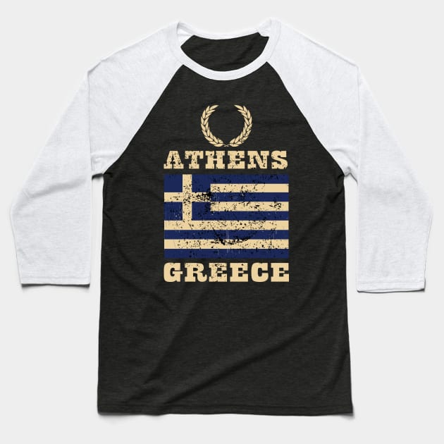 Flag of Greece Baseball T-Shirt by KewaleeTee